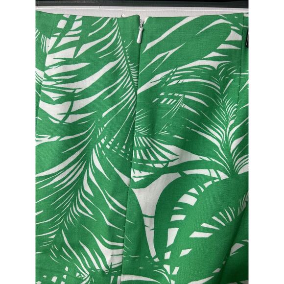 Talbots Pencil Skirt Women 10p Green Tropical Hawaii Cotton Stretch Cruise Beach - Picture 3 of 10